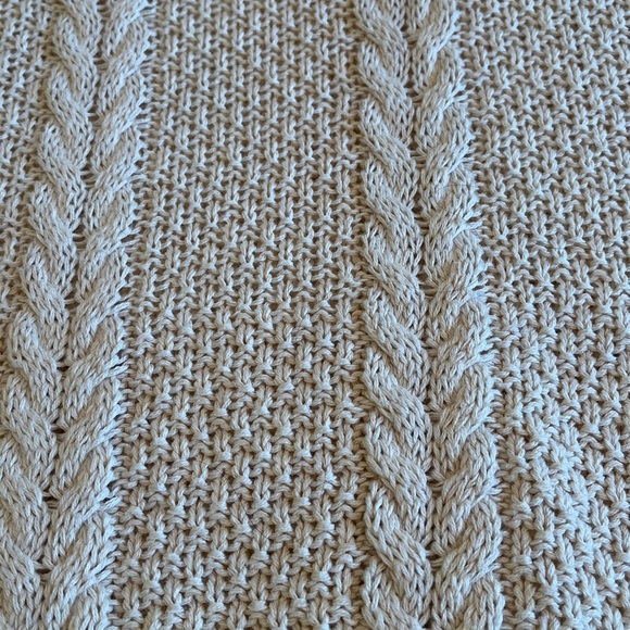 Jeanne Pierre Cotton Cable Sweater Women’s Large  Natural Lightweight Fisherman - Picture 16 of 17
